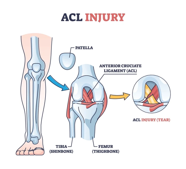 ACL and Ligament Repair :Orthopedic surgeon performing minimally invasive arthroscopic ACL reconstruction with graft placement